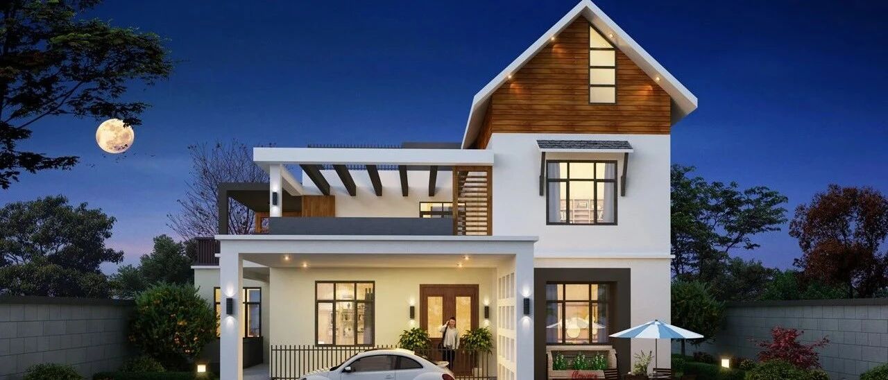 独立厨房餐厅 双阳台露台,15×12米舒适大三层农村别墅-住宅公园-点点